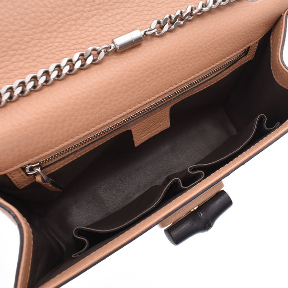 Gucci Chain Shoulder Bag Studs Beige Black Calfskin - Picture 8 of 9